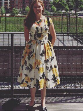 Pinup Girl Clothing Yellow Roses Dress